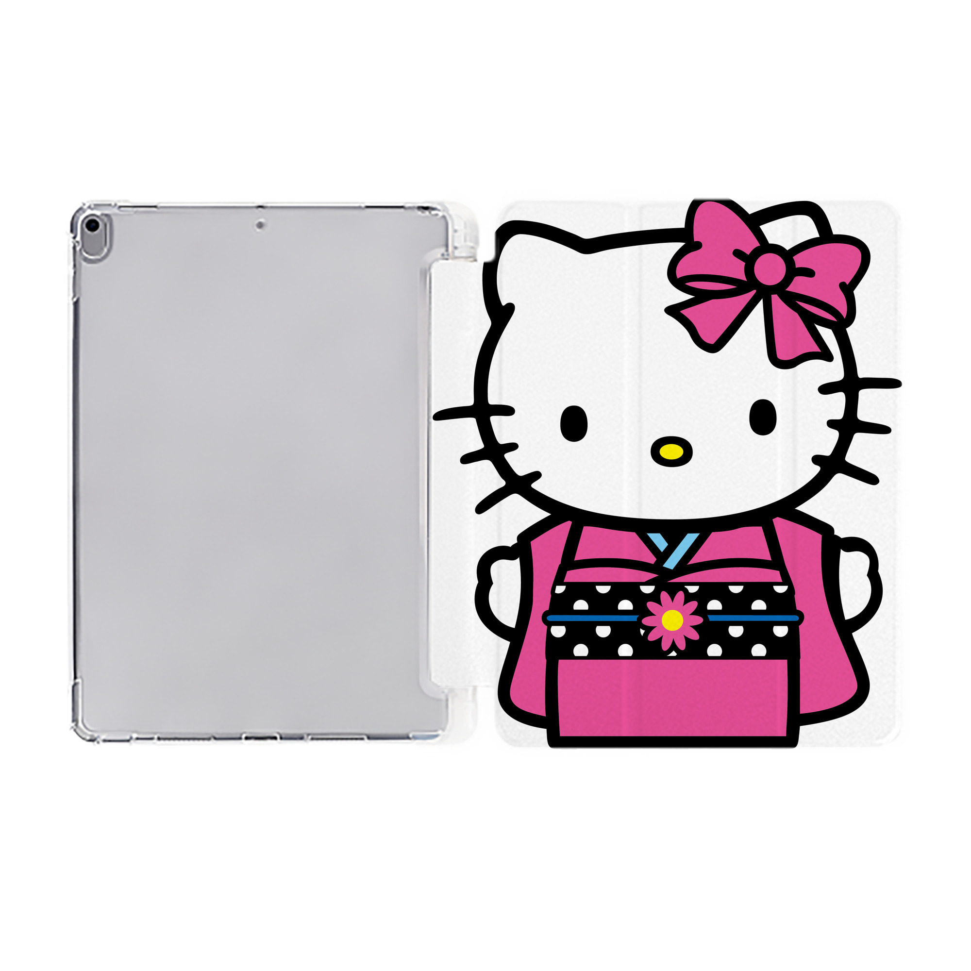 （画像用） Hello Kitty ハローキティ IPad ケース ペン収納付き 三つ折りスタンド PUレザー×シリコン 対応機種9.5/10.5/10.9インチ
